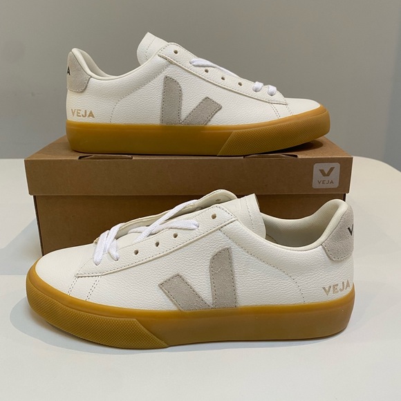 Veja Campo Leather Sneaker Extra White/Natural/Gum Sole 39EU/8US, 40EU/9US NIB - Picture 4 of 11